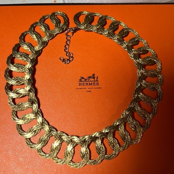 Braided‎ Woven Collar/Choker Gold Necklace Vintage - Picture 1 of 2